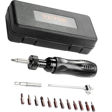 VEVOR Torque Screwdriver, 1/4" Drive Screwdriver Torque Wrench, Electrician Torque Screwdriver with Scale, 10-70 in/lbs Torque Range, 1 in-lbs Torque Increment Torque Screwdriver with Bits & Case