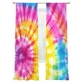 thumbnail image 2 of Round Corlorful Tie-dye Sheer Curtains 84 Inches Long 2 Panels Blue Watercolor Retro Ethnic Style Light Filtering Semi Sheer Window Curtains Drapes for Bedroom Living Room 52"x84", 2 of 7