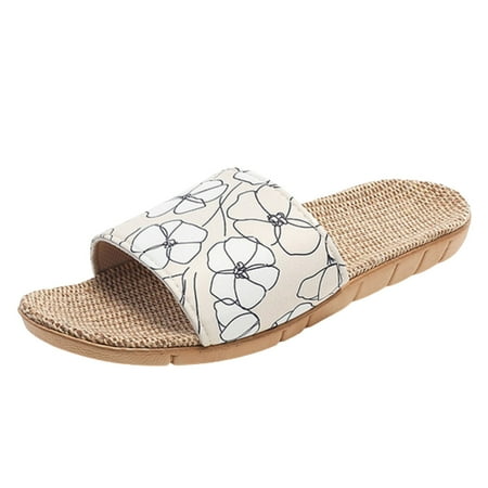 OJSFQUFP Sandals Women Dressy Summer Summer Women Slippers Home Footwear Indoor Outdoor Shoes Ladies Slides Slippers Soft Sole Outdoor Beach Shoes House Slippers for Women Khaki 39