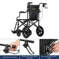 thumbnail image 5 of Silla de ruedas ultraligera Medwarm para adultos y niños. Peso: solo 10 kg. Silla de ruedas plegable con frenos de mano, reposapiés desmontables, reposabrazos abatibles y ruedas traseras de 30 cm. Col, 5 of 5