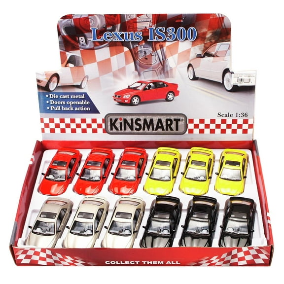 Lexus IS300 Diecast Car Package - Box of 12 1/36 scale Diecast Model Cars, Assorted Colors
