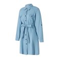 thumbnail image 6 of Canis Women's Denim Shirt Dress Casual Loose Midi Dress Long Sleeve Button Down Lapel Short Jean Tunic Dress with Belt Pockets, 6 of 10