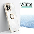 thumbnail image 4 of Electroplated Case for iPhone 14 Pro Max, Glossy Soft Silicone Shockproof Anti-Drop Lens Protection Cover with Ring Holder Kickstand Bracket Ultra Slim Case for iPhone 14 Pro Max,White, 4 of 4
