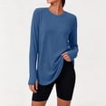 thumbnail image 4 of Aezemi Women's Workout Tops Long Sleeve Soft Flowy Round Neck Shirts Curved Hem Quick Dry Comfy Sports Shirts for Hiking Running S, 4 of 8
