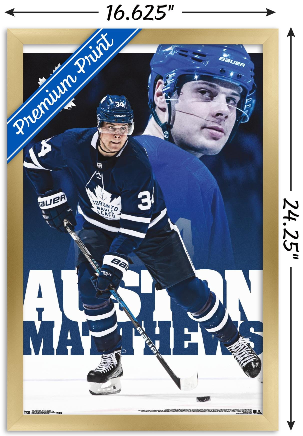 NHL Toronto Maple Leafs - Austin Matthews 17 Wall Poster, 14.725" x 22.375", Framed
