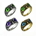 thumbnail image 2 of K-KED Personalized Vintage Halloween Owl Stainless Steel Glasses Rings Size 6-13-6-Gold-Green, 2 of 8