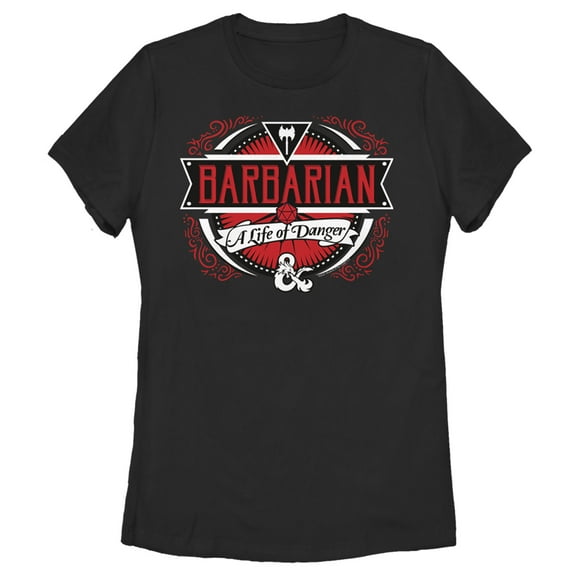Women's Dungeons & Dragons Barbarian A Life of Danger  Graphic Tee Black Medium