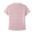 thumbnail image 6 of ClodeEU Women's V Neck Short Sleeve Blouse, Casual Solid Color Loose Fit Button Top Pink,Women's Plus S, 6 of 8