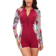 thumbnail image 6 of cllios Women's Boyleg One Piece Bathing Suit, Conservative Swimsuit for Women, Athletic Long Sleeve Surfing Rash Guards Swimsuits for Holiday Summer Red M, 6 of 7