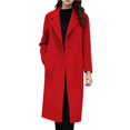 thumbnail image 2 of Women's Single Button Wool Blend Overcoat, Classic Knee Length Trench Coat, One Button Winter Coat, Warm Windproof Overcoat, Casual Formal Coat, Elegant Outerwear Jacket Red, 2 of 8