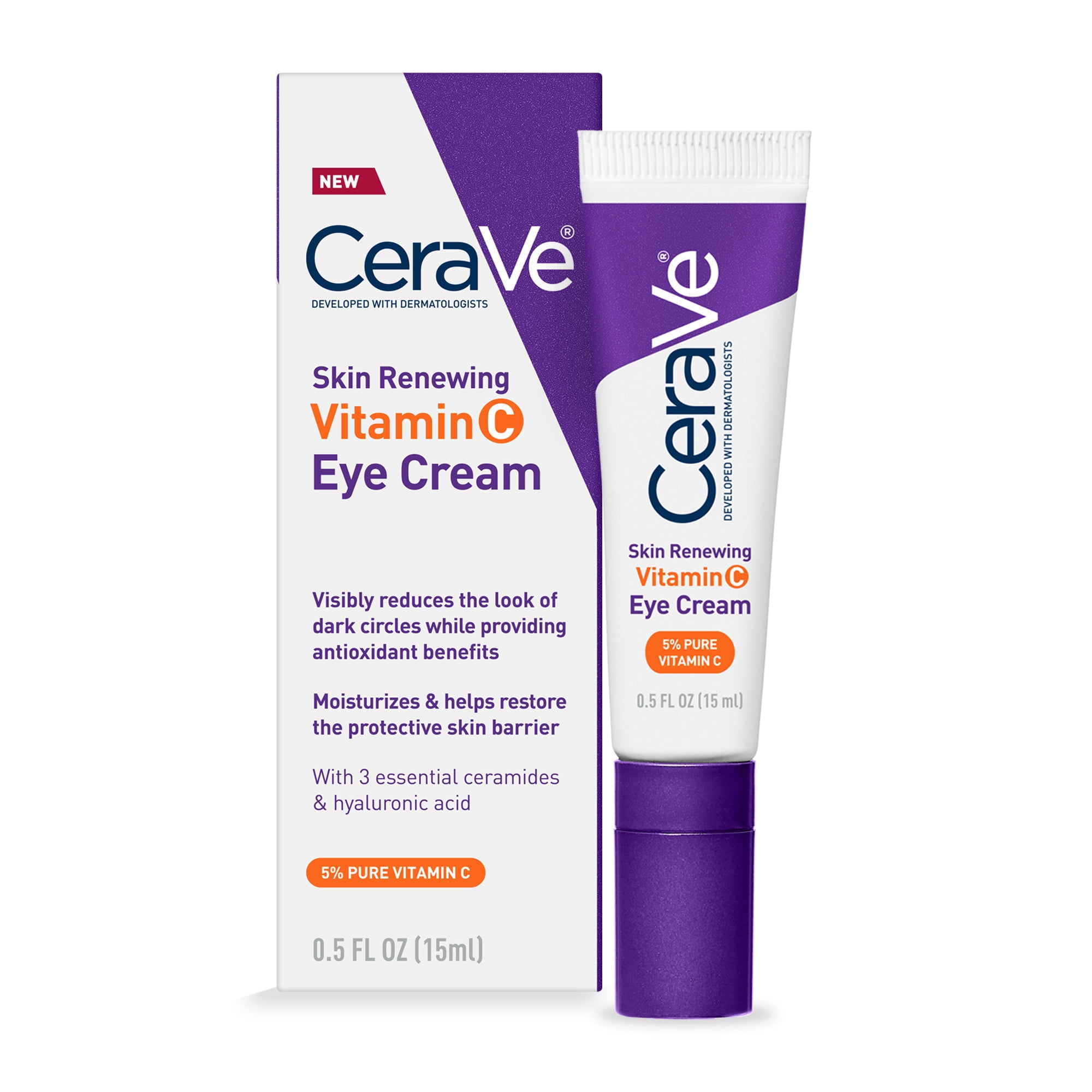 CeraVe Skin Renewing Vitamin C Eye Cream for Dark Circles and Puffiness, 0.5 fl oz