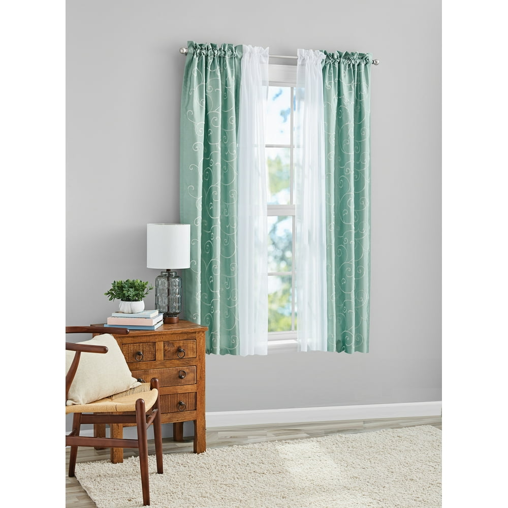 Mainstays 4 Piece 63inch Window Curtain Set, Rod Pocket, Sheer