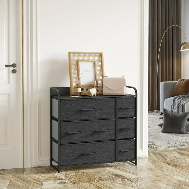 Dextrus 7 Drawers High Dresser Bedroom Living Room Storage Tower ...