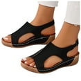 thumbnail image 3 of Sandales pour Femmes Élégantes Rétro Imprimé Vache Sandales pour Femmes Bout Fermé Sandales Femmes Couleur Unie Cuir Talon Compensé Sandales d'Été pour Femmes Talons Talons Design Bouche de Poisson Sandales Larges pour Femmes, 3 of 9