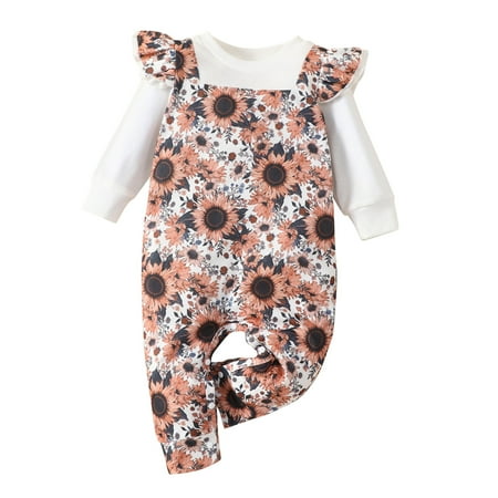 

adviicd Little Girl Summer Clothes Kids Toddler Baby Girls Long Ruffled Sleeve Cute Baby Girl Rompers