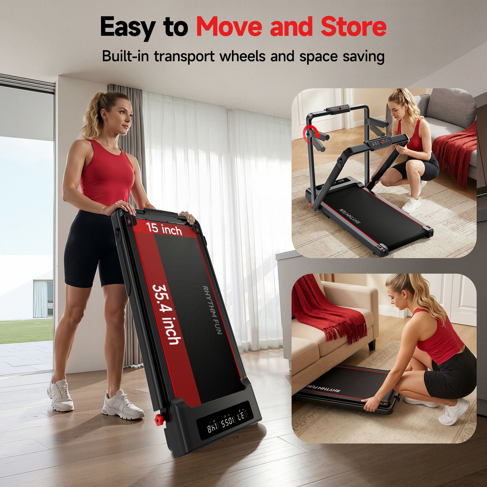 ACEVIBE Walking Pad with Incline, Foldable Walking Pad Treadmill with Handle for Home/Office
