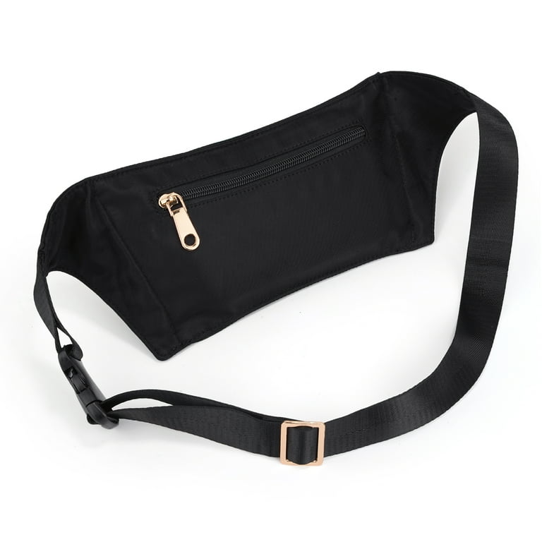 UTO Nylon Fanny Packs for Women Crossbody Belt Bag Lightweight Slim Fashion Waist Pack with Adjustable Strap for Casual Travel Black