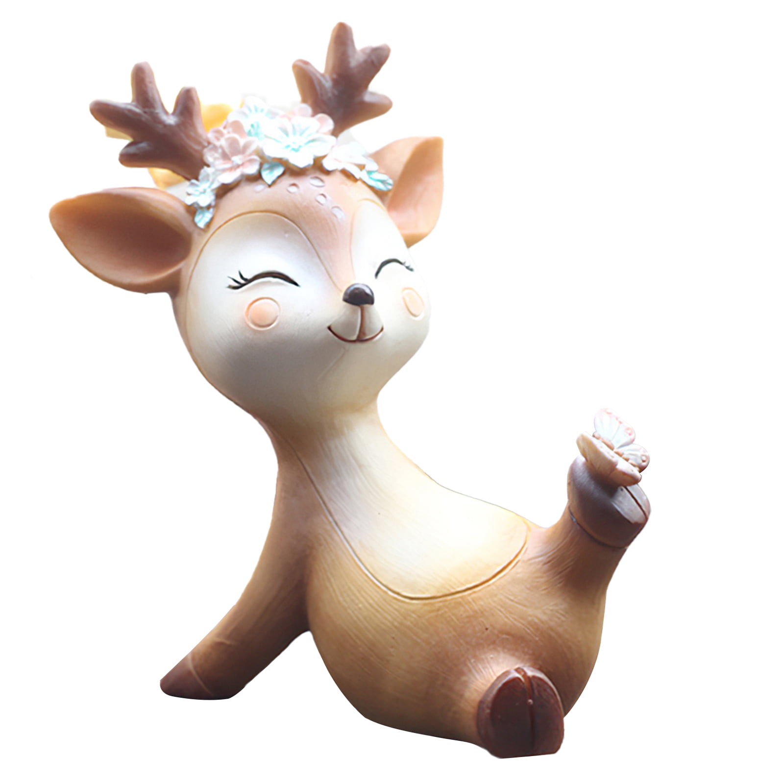 6 Pack Deer Figurines Cake Topper Woodland Animal Doe Fawn Desktop Decoration 