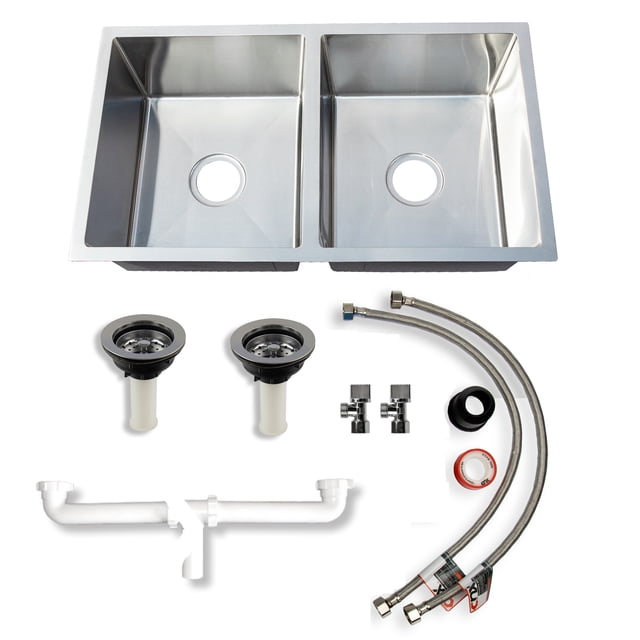 CNX Tarja Doble de Acero Inoxidable con Kit De Instalación CNX TD82475C2 + KIT-002