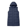 thumbnail image 4 of BLVB Boys Girls Long Hooded Puffer Vest Winter Warm Zip up Padded Coat Teen Kids Thick Jacket with Pockets(Navy,10-11 Years), 4 of 9