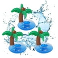 thumbnail image 1 of Paquete de 3 portavasos inflables con forma de árbol de coco, flotadores para bebidas, posavasos inflables para juguetes de niños y fiestas en la piscina, 1 of 8