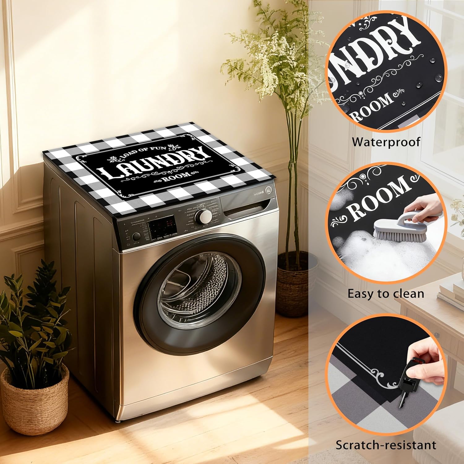 Washer and Dryer Covers for the Top 23.6" X 19.7", Washer and Dryer Top Protector Mat, Non Slip Washing Machine Dust Cover Pad for Laundry Room Kitchen Home Decor