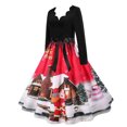 thumbnail image 1 of CEHVOM Robe Vintage à Manches Longues Col en V Imprimée de Noël pour Femmes Robe de Soirée, 1 of 7