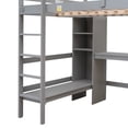 thumbnail image 6 of Full Size Loft Bed, Wooden Loft Bed with Storage Shelves and Under-Bed Desk, Study Bedframe with Built-in Ladder and Full-Length Guardrail for Kids Teens Adult, Space-Saving, No Spring Box Needed,Gray, 6 of 7