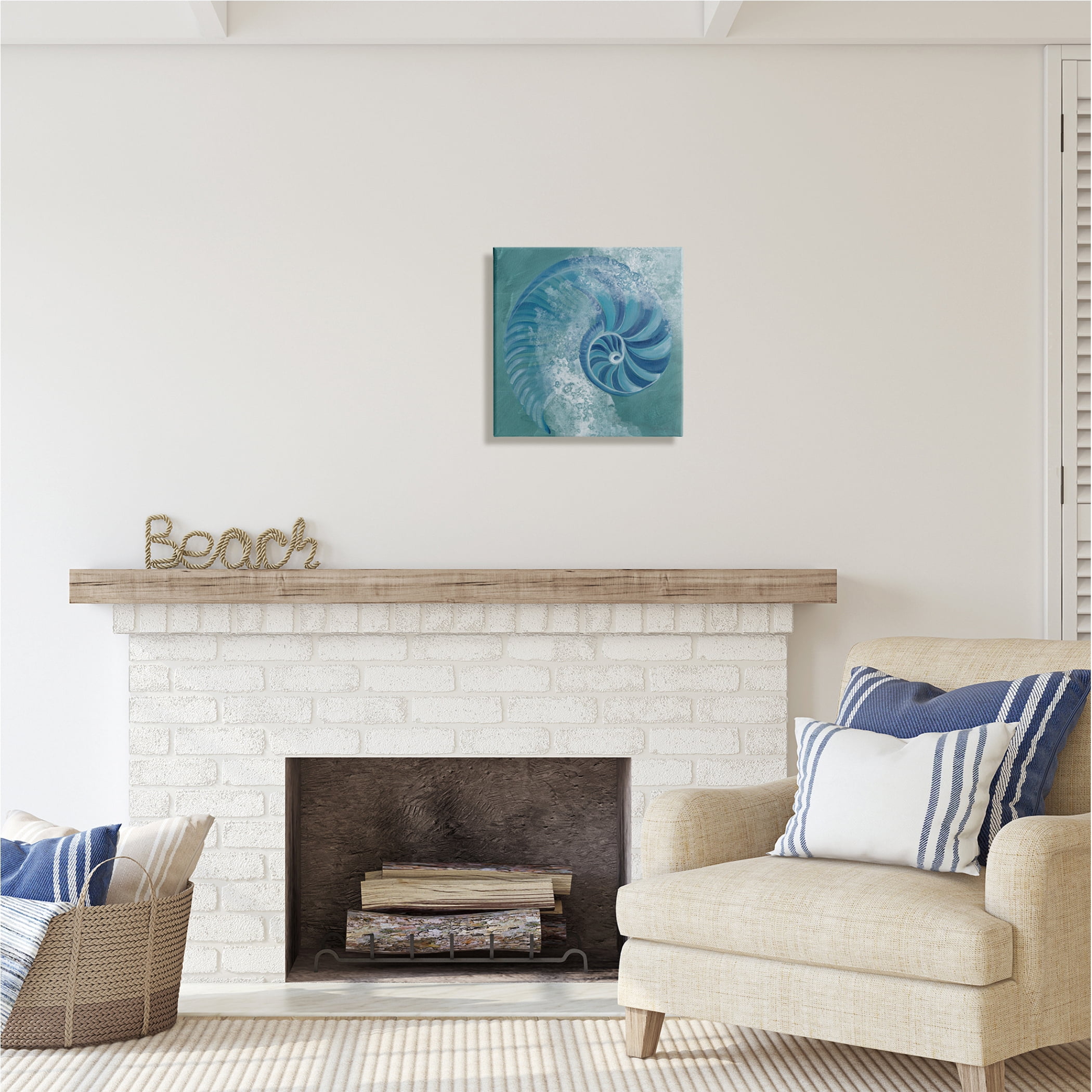 Stupell Industries Nautilus Shell Water Bubbles Animals & Insects Painting Gallery Wrapped Canvas Print Wall Art, 17 x 17