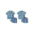 thumbnail image 2 of Suealasg 0-4 Years Toddler Baby Boys Outfit Set Short Sleeve Dinosaur Print Button Up Shirt Tops and Solid Color Shorts 2Pcs Kids Boys Summer Clothes, 2 of 9