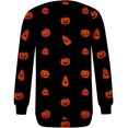 thumbnail image 4 of Chandail en Molleton Citrouille Chat pour Femmes Halloween Col Rond Pull Manches Longues Hauts Décontractés Amples, 4 of 5