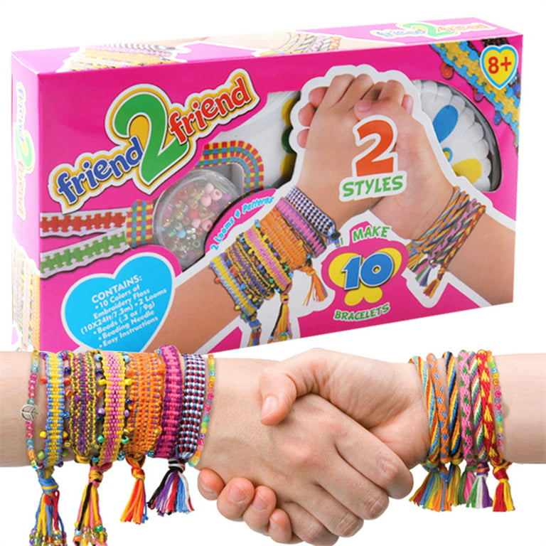 Friendship Bracelet Making Kit For Girls Birthday Gift,DIY Beaded Luck Rope  Travel Activity Kit 