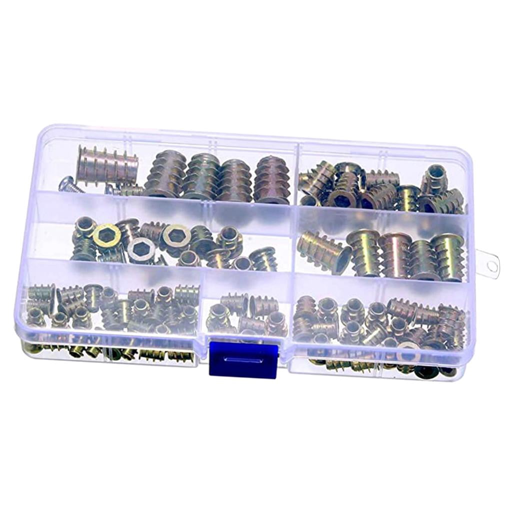 FVDPWYE 100x Lot Self-Tapping Insert Nuts Metal Screw Nuts For Furniture Wood Hardware
