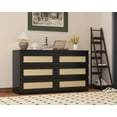 thumbnail image 6 of Luku Rattan 6 Drawer Dresser for Bedroom, Modern Farmhouse Wood Closet Dresser, Compact Chest of Drawers, Easy to Assemble, for Nursery, Entryway, Apartments, 6 of 6