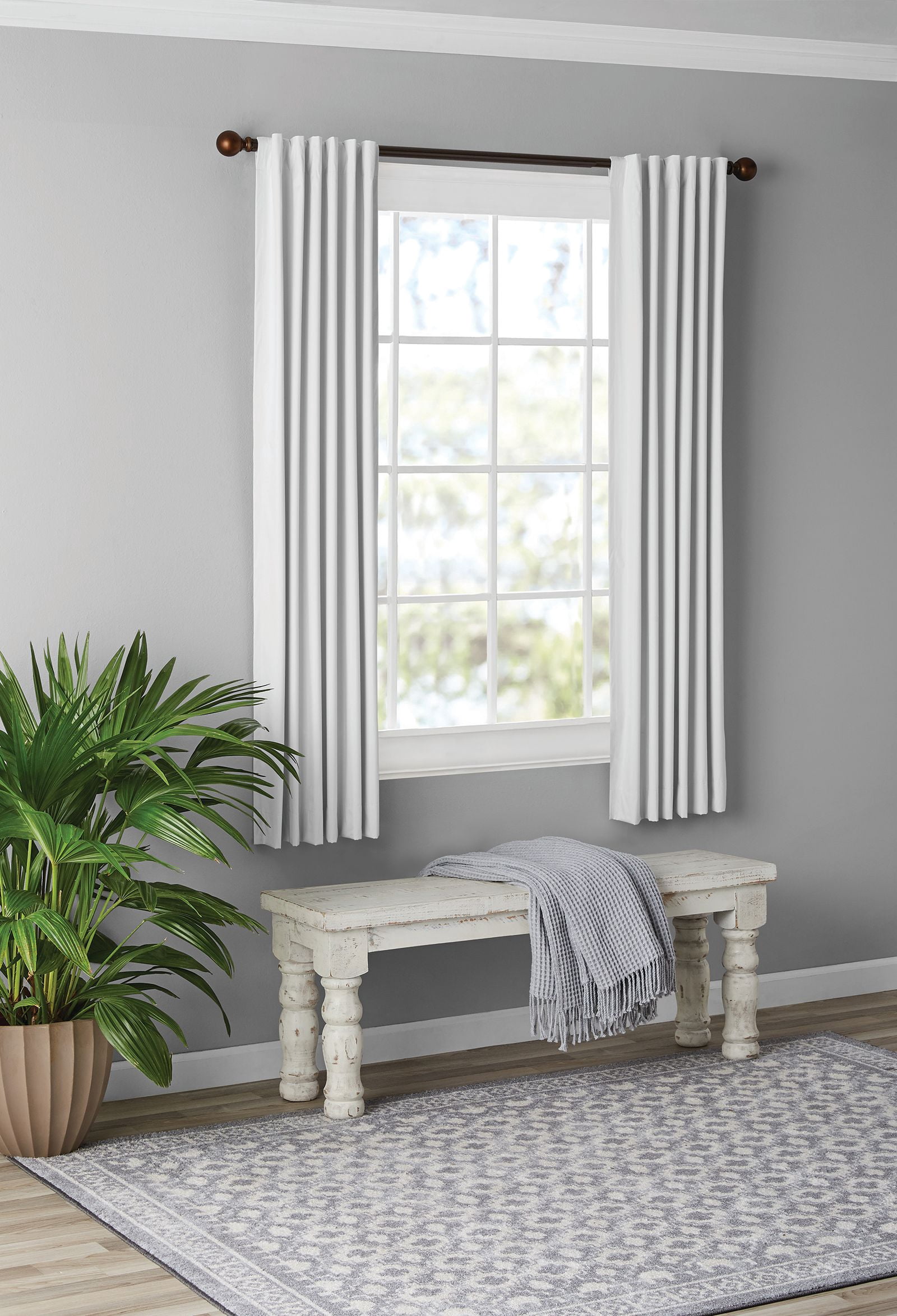 Mainstays Solid Blackout Curtain Panel, 1 Panel, White, 50" W x 63" L