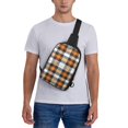thumbnail image 4 of Rocae Orange Plaid for Lightweight Chest Bag Dual Pocket, Waterproof Crossbody Sling Bag for Men and Women, 4 of 8
