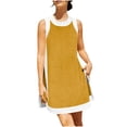 thumbnail image 1 of Robe d'Été à Manches Courtes pour Femmes Col Rond Col en V Solide Décontractée Mini Robe Patineuse Ensemble Deux Pièces, Jupe d'Été Courte, 1 of 6