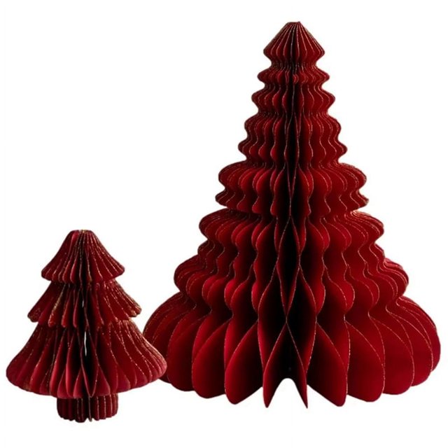 Mini Christmas Tree 3D Paper Decoration Christmas Photo Props Decoration New Year Home Decor Red