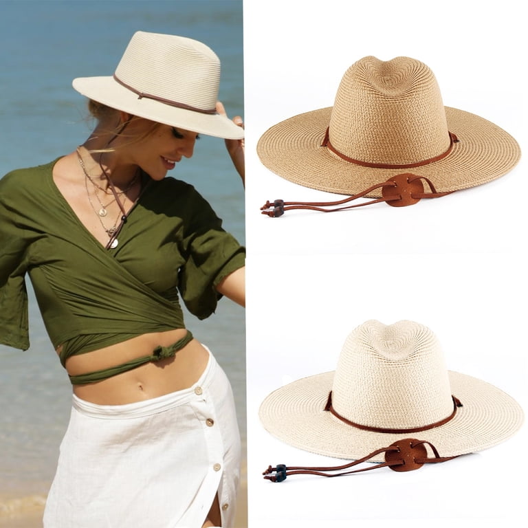 YIGSECU Adjustable Chin Strap Sunproof Hat Wide Brims Panama 