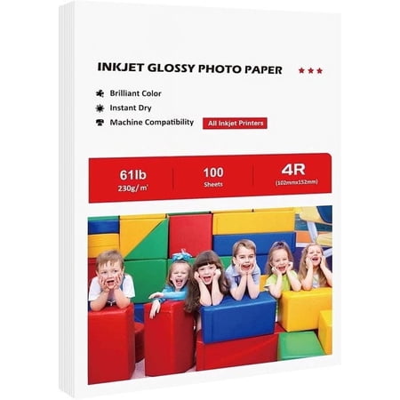 CCOCC Premium Glossy Photo Paper for Inkjet Printers, 4x6 Inch, 100 Sheets, 61lb 230gsm Cardstock Thick Picture Paper for Printers Epson, HP,