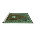 thumbnail image 2 of Ahgly Company Machine Washable Indoor Round Persian Turquoise Blue Traditional Area Rugs, 4' Round, 2 of 4