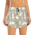 thumbnail image 2 of Gukieu Rabbit And Flower Print Women's Sports Shorts with Drawstring Elastic Waistband for Running, Yoga, Fitness-Medium, 2 of 7