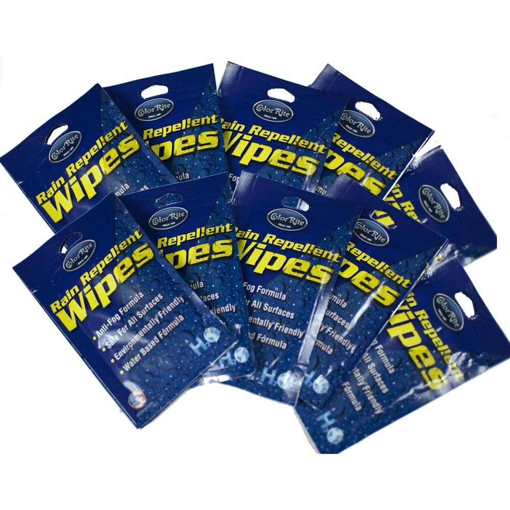 10 Pack Rain Repellent Wipes anti fog, water repellant infused cloths