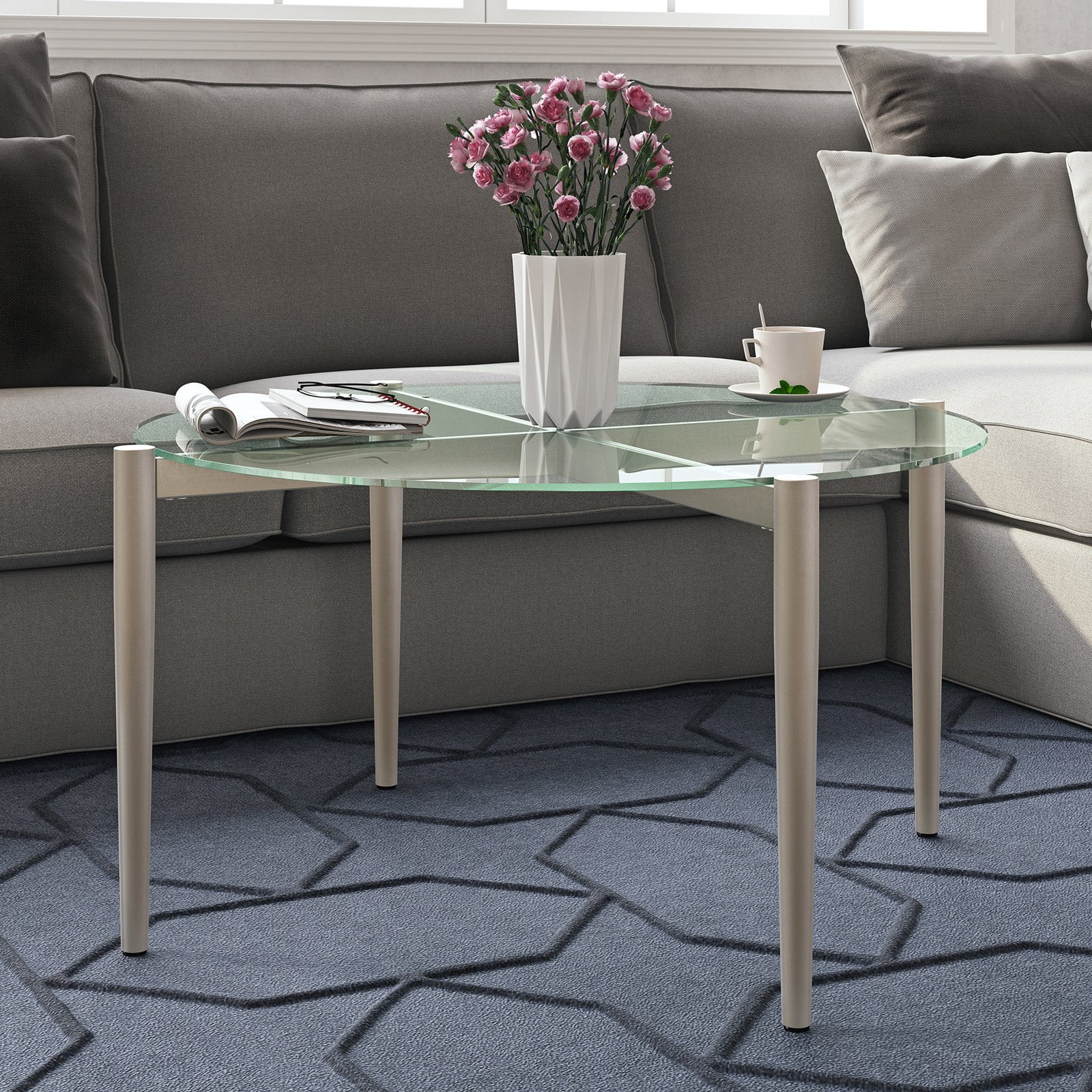 Evelyn&Zoe Kadmos 36'' Wide Round Coffee Table, Brass