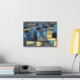 thumbnail image 6 of Textured Abstract Acrylic Painting Hand Painted Blue Black Yellow Canvas Wall Art for Home Decor Ready-to-Hang, 6 of 10
