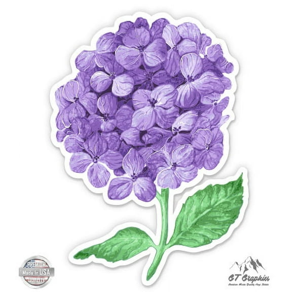 Purple Hydrangea - 3" Vinyl Sticker - For Car Laptop I-Pad Phone Helmet Hard Hat - Waterproof Decal