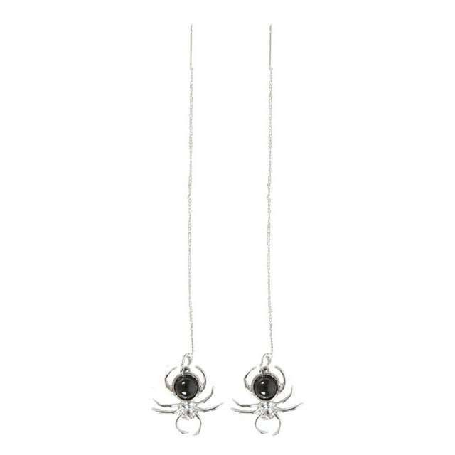 Something Different Boucles d'Oreilles Pendantes Obsidienne Araignée