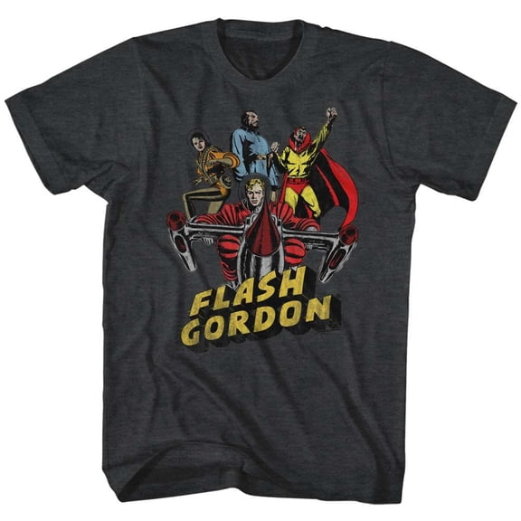 Flash Gordon Greatest Adventure Black Heather Adult T-Shirt 4Xlt