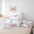 thumbnail image 4 of 7 Piece Bed in a Bag Queen Size Comforter Set for Kids Flower Girls Unicorn Bedding Set,Cartoon Unicorn Reversible Bed Set,Rainbow Unicorn Comforter with Sheet Set,All Season, 4 of 5