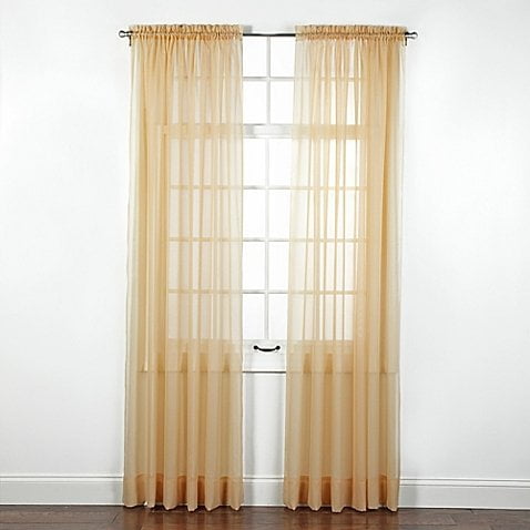 2pc Gold Solid Sheer Voile Window Curtain Set, Two (2) Rod Pocket Panels 55"W x 84"L (Each)